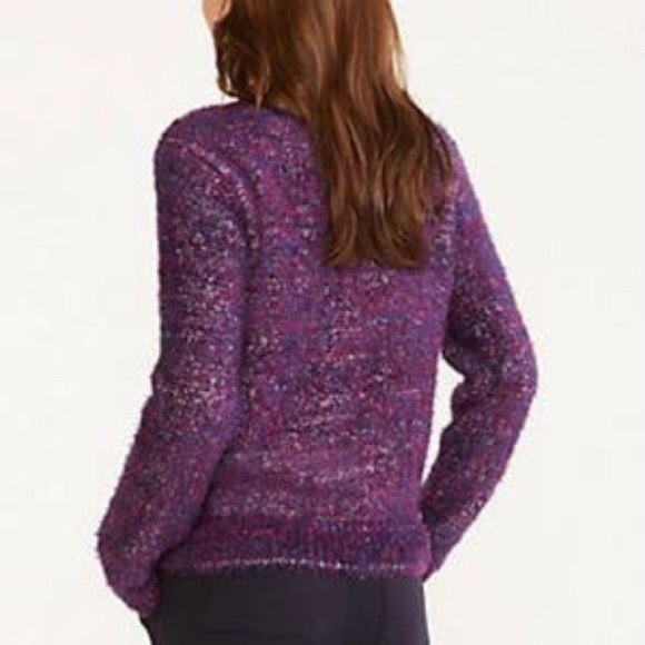 Lou & Grey For Loft Purple Fuzzy Crewneck Pullover Long Sleeves Sweater Medium - Picture 2 of 11